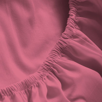 Semi Double Size Fitted Bedsheet 140x200+35cm Satin Cotton Aslanis Home Satin Plain 282 Paradise Pink 698383​