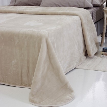 Κουβέρτα Βελουτέ Μονή 160x220 SB Home Warm Collection Tyrol Beige 100% Polyester