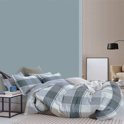 Semi Double Flat Bedsheets 3pcs. Set 170x270cm Satin Cotton Aslanis Home Squares 698077