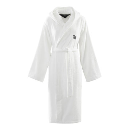 Hooded Bathrobe Large Cotton Tommy Hilfiger Initial - White 714290