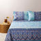 Queen Size Flat Bedsheets 4pcs. Set 250x280cm Cotton Bassetti Agrigento - Blue 698914