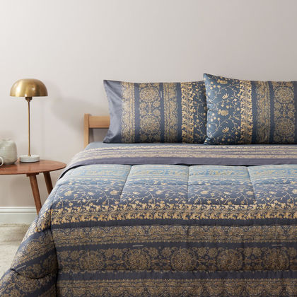 Queen Size Flat Bedsheets 4pcs. Set 250x280cm Cotton Satin Bassetti Brenta - Perla Grey 714443