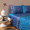 Queen Size Flat Bedsheets 4pcs. Set 250x280cm Cotton Satin Bassetti Como - Blue 683949 