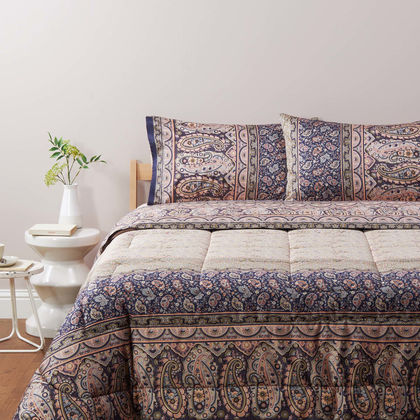 Queen Size Flat Bedsheets 4pcs. Set 250x280cm Cotton Satin Bassetti BG Imperia - Beige 694663 