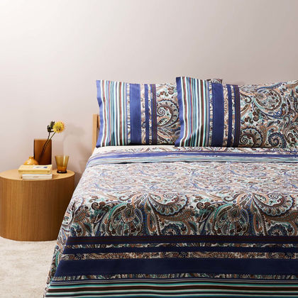 Queen Size Flat Bedsheets 4pcs. Set 250x280cm Cotton Bassetti Noto - Grey 698908