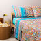 Queen Size Flat Bedsheets 4pcs. Set 250x280cm Cotton Bassetti Noto - Turqoise 698904