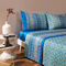 Queen Size Flat Bedsheets 4pcs. Set 250x280cm Cotton Satin Bassetti Piazza Ducale - Blue 684023