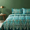 Queen Size Flat Bedsheets 4pcs. Set 250x280cm Cotton Satin Bassetti Ragusa - Green 714449
