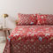 Queen Size Flat Bedsheets 4pcs. Set 250x280cm Cotton Satin Bassetti Vicenza - Red 714441