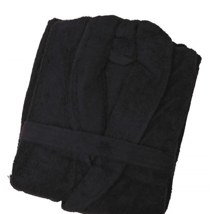 Μπουρνούζι Με Γιακά No Medium SB Home Bathrobes Collection Daily Black 100% Βαμβάκι