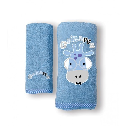 Baby's Towels Set 2pcs 30x50/70x130 SB Home S Baby Collection Giraffe Blue 100% Cotton