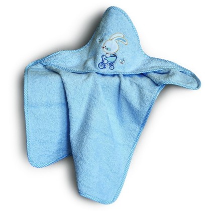 Baby's Hooded Cape 75x75 SB Home S Baby Collection Bike Blue 100% Cotton