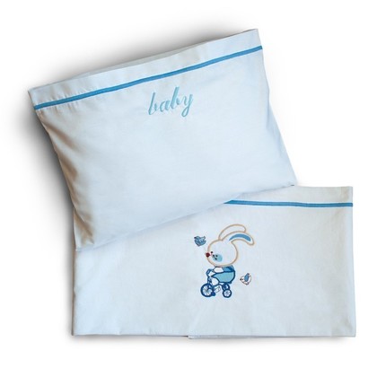 Baby's Crib Sheets Set 3pcs 120x160 SB Home S Baby Collection Bike Blue 100% Cotton 152TC