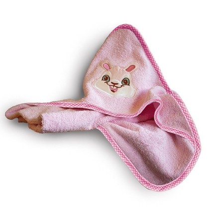 Baby's Hooded Cape 75x75 SB Home S Baby Collection Bunny Pink 100% Cotton