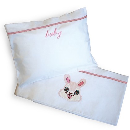 Baby's Crib Sheets Set 3pcs 120x160 SB Home S Baby Collection Bunny Pink 100% Cotton 152TC