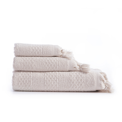 Bath Towels Set 3pcs 30x50/50x90/70x140 NEF-NEF Serenity Collection Outlast Ecru 100% Cotton