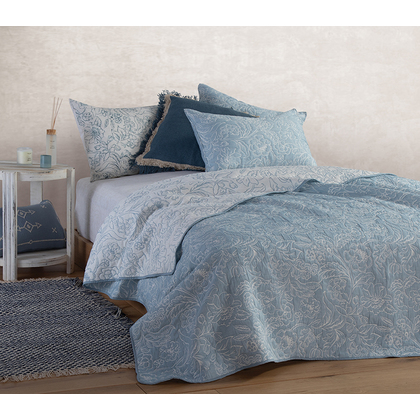 Double Coverlet 230x240 NEF-NEF Blue Collection Moanna Petrol 51% Cotton 49% Polyester