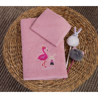 Σετ Παιδικές Πετσέτες 2τμχ 30x50/70x140 NEF-NEF Animals Team Pink 100% Βαμβάκι