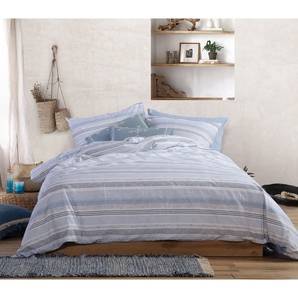 King Size Fitted Bed Sheets Set 4pcs 180x200+35 NEF-NEF Blue Collection Canfield Blue 100% Cotton 144TC