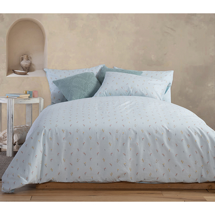 Double Fitted Bed Sheets Set 4pcs 160x200+35 NEF-NEF Smart Line Sierra Aqua 100% Cotton 144TC