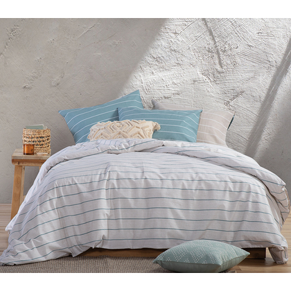 Queen Size Flat Bedsheets 4pcs. Set 240x270cm Cotton NEF-NEF Smart Line Marven - Petrol 035213 