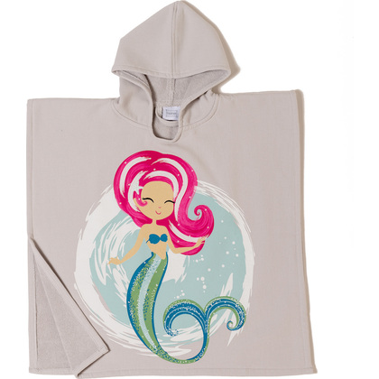 Παιδικό Πόντσο Θαλάσσης 60x60εκ Melinen Mermaid σε Γκρι χρώμα 100% Βαμβάκι