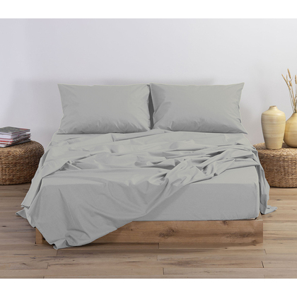 Semi-Double Fitted Bedsheet 120x200+30 NEF-NEF Basic 1212-Silver Grey 100% Cotton Pennie 144TC