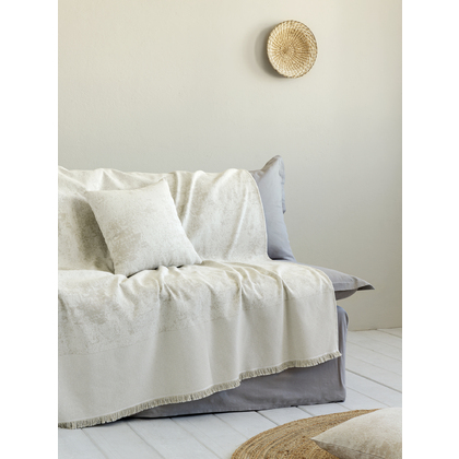 Armchair Throw 180x180cm Cotton/ Polyester Nima Home Seymour - Ivory 33619