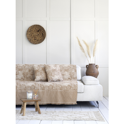 Four Seater Sofa Throw 180x350cm Cotton/ Polyester Nima Home Seymour - Latte 33629