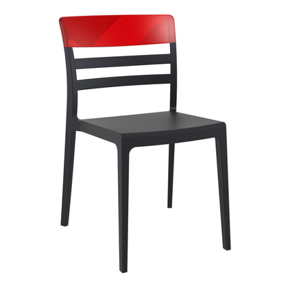 Καρέκλα Moon Πολυκαρμπονική Μαύρο/ Κόκκινο Διάφανο