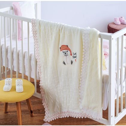 Knitted Baby Blanket with serpa SB Home Bebe Collection BABY CLOUD cream