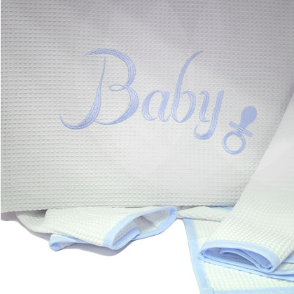 Κουβέρτα Πικέ Bebe 120x150 Rythmos Newborn Collection Baby Σιέλ