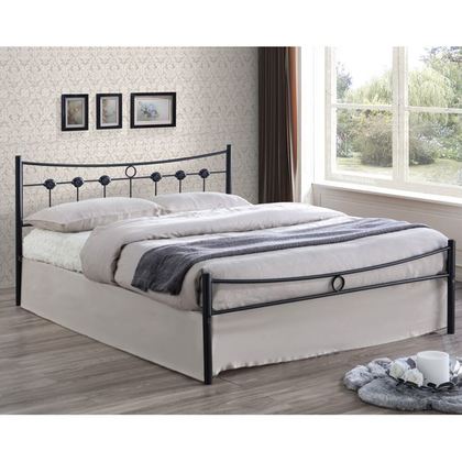 Διπλό Κρεβάτι Μεταλλικό (Στρώμα 140x190cm) Dugan Μαύρο Ε8084