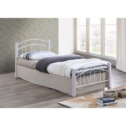 Μονό Κρεβάτι Μεταλλικό με Ξύλο (για Στρώμα 90x190cm) Norton Norton Λευκό  Ε8070,1
