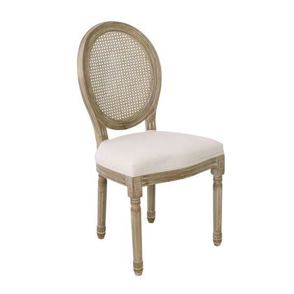 Σετ Καρέκλες 2 τμχ Decape Ξύλο/Ψάθα/ Ύφασμα 49x45x97cm Jameson Εκρού Ε754,1