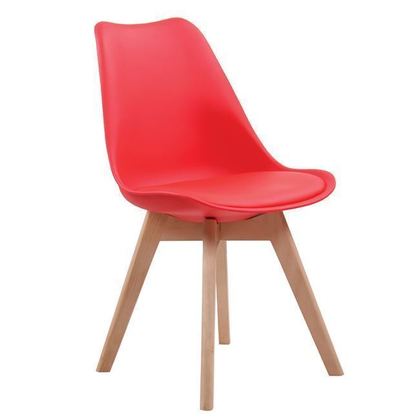 Σετ Καρέκλες 4 τμχ Ξύλο/ PP Μονταρισμένη Ταπετσαρία Κόκκινο 49x57x82cm Martin ΕΜ136,34