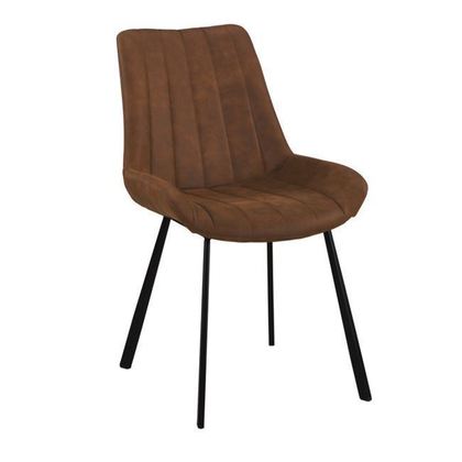 Σετ Καρέκλες 4 τμχ Μέταλλο Μαύρο/ Ύφασμα Suede Καφέ 55x61x88cm Matt  ΕΜ790,2
