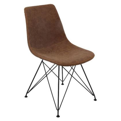 Σετ Καρέκλες 4 τμχ Μέταλλο Μαύρο/ PU Vintage Καφέ 43x57x81cm Panton ΕΜ777,2