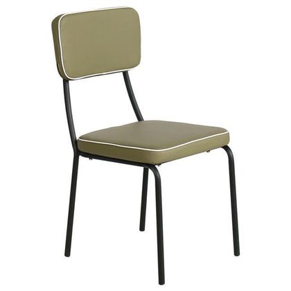 Σετ Καρέκλες 4 τμχ Μέταλλο Μαύρο/ PU Λαδί 43x53x89cm Marley ΕΜ763,1