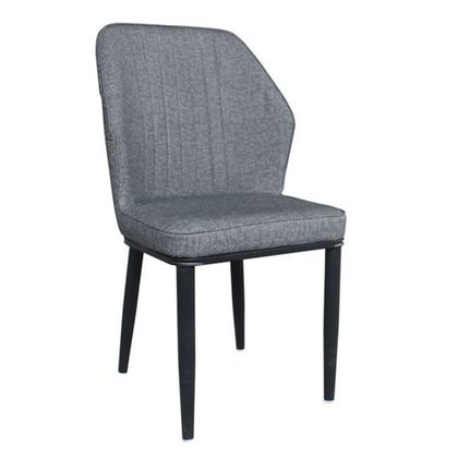 Σετ Καρέκλες 6 τμχ Μέταλλο Καρυδί/ Linen PU Ανθρακί 49x51x89cm Delux  ΕΜ156,1