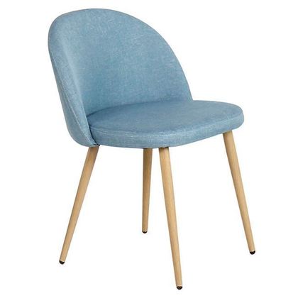 Σετ Καρέκλες 4 τμχ Μέταλλο Φυσικό/ Ύφασμα Γαλάζιο 54x56x77cm Bella  ΕΜ762,3