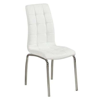 Σετ Καρέκλες 4 τμχ Μέταλλο Χρώμιο/ PU Λευκό 42x68x96cm Melva  ΕΜ942,2