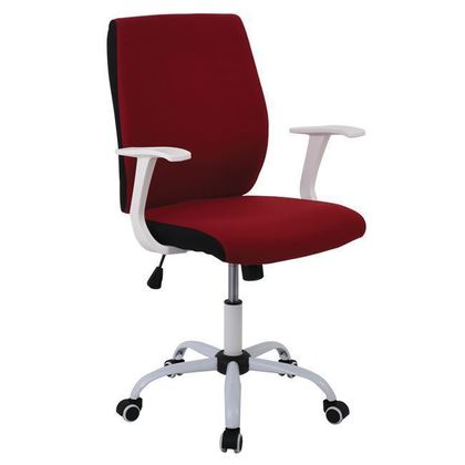 Πολυθρόνα Γραφείου Λευκή με Ύφασμα Κόκκινο 61x57x94/104cm BF3900 ΕΟ524,3