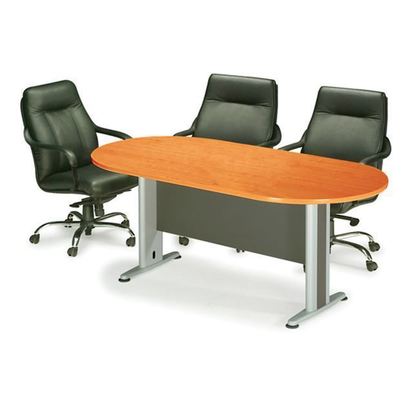 Τραπέζι Συνεδρίου Οβάλ Κερασί/ Σκούρο Γκρι 240x120x75cm  ΕΟ131,2