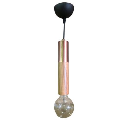 Φωτιστικό Κύλινδρος, Μέταλλο χάλκινο και Ξύλο,Διάμετρος 5cm, MEC-3480-1XALKO