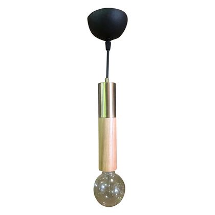 Φωτιστικό Κύλινδρος, Μέταλλο μπρονζέ και Ξύλο,Διάμετρος 5cm, MEC-3480-1BRONZE
