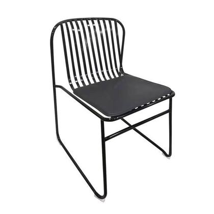 Καρέκλα Μεταλλική Μαύρη/Μαξιλάρι Μαύρο 50x54x78cm Stripe  Ε540,1