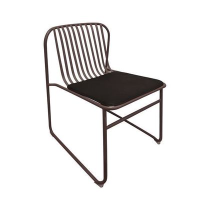 Καρέκλα Μεταλλική Sand Brown/Μαξιλάρι Μαύρο 50x54x78cm Stripe Ε540,3